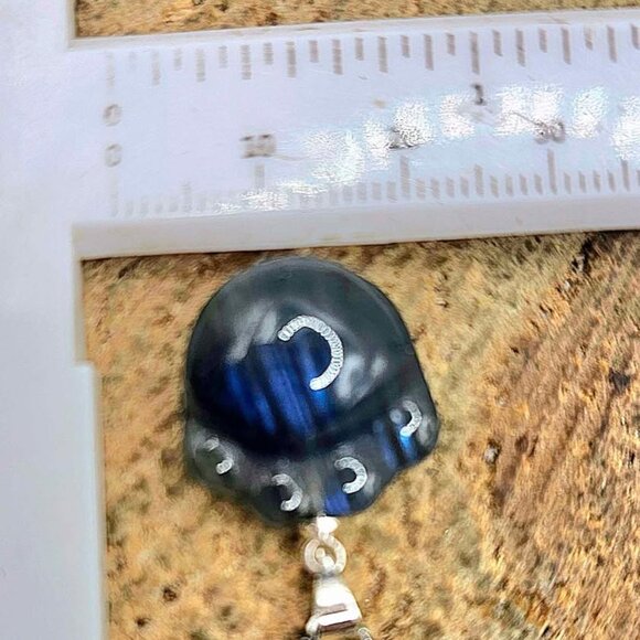 Nature Labradorite Carved Flashy Cute Animal Paw Pendant Necklace - Picture 7 of 10